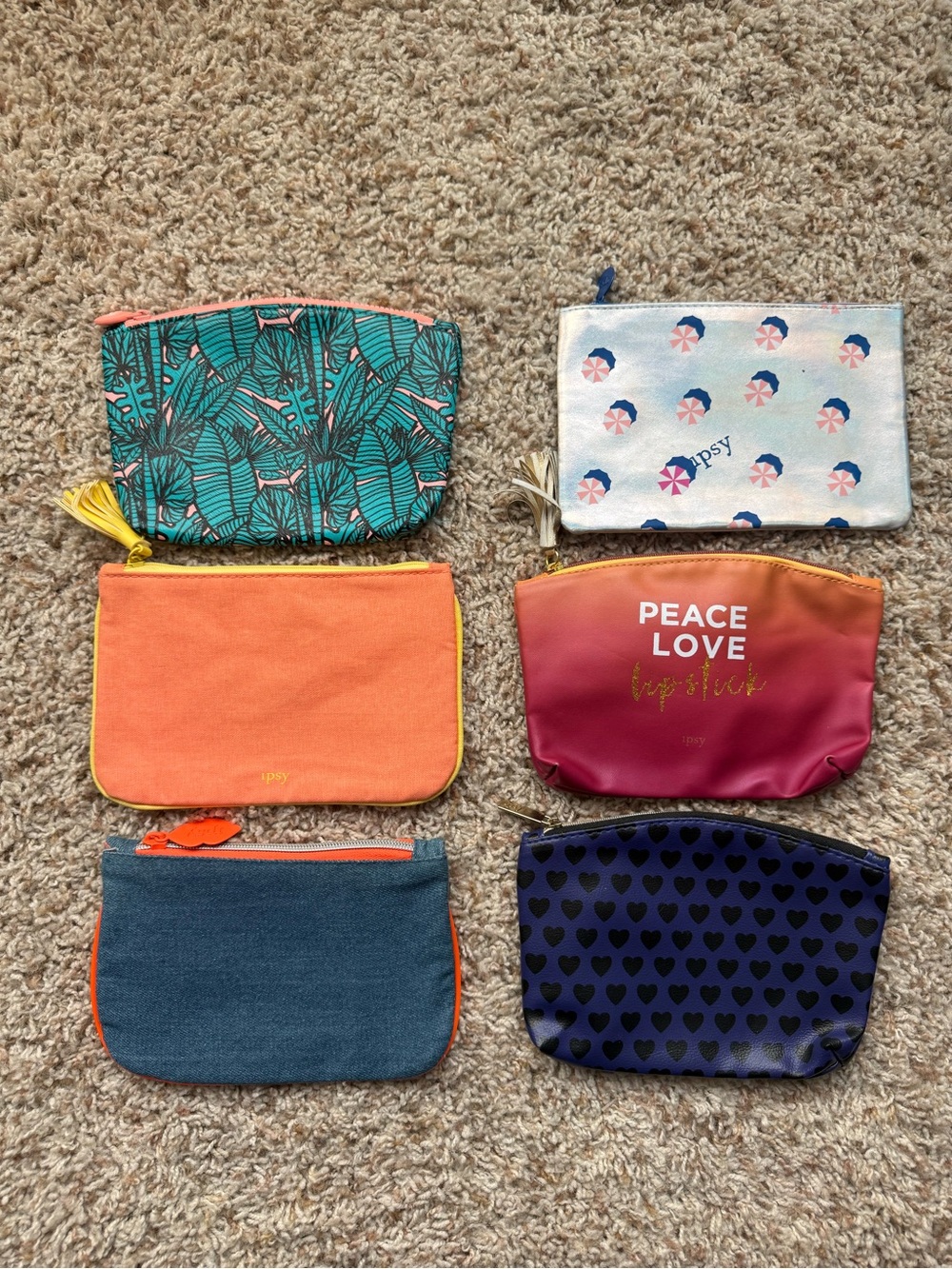 Ipsy Cosmetic Pouch Set - Assorted Colors (Peach, Teal, Pink, Blue)